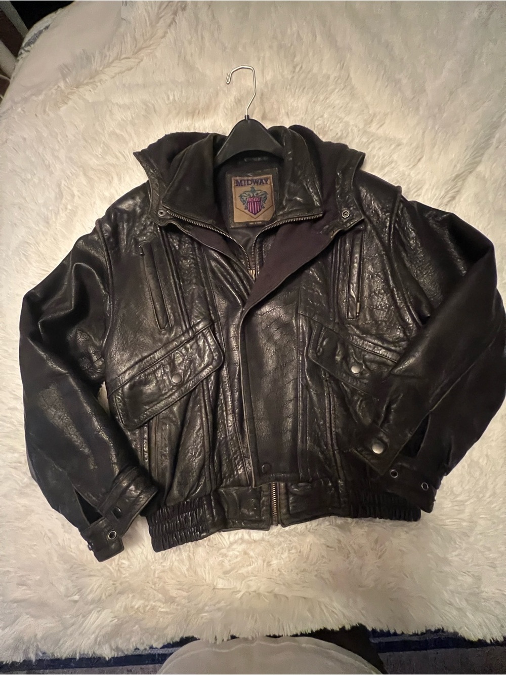 Black Vintage Leather Bomber Jacket - Men’s Classic Flight Coat